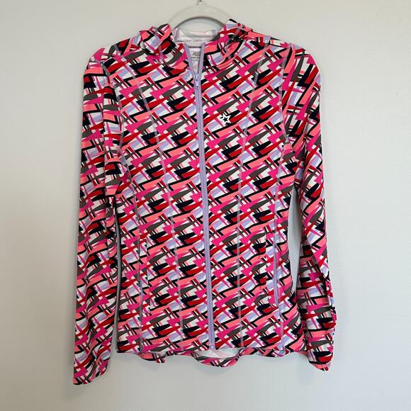 American Girl Kids Feeling Fierce Jacket Size Large Geometric Zip Front Hooded - Picture 1 of 9